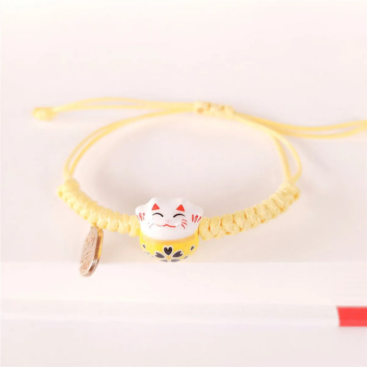 Bracelet Chat Japonais corde jaune