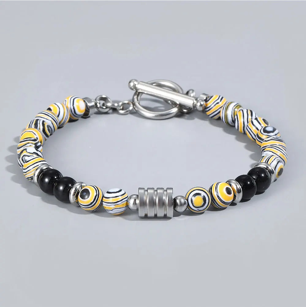 Bracelet japonais perle d'agate et oeil de tigre