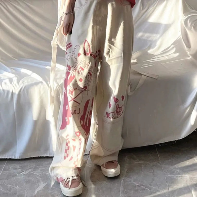 Pantalon Style Japonais Femme avec motif