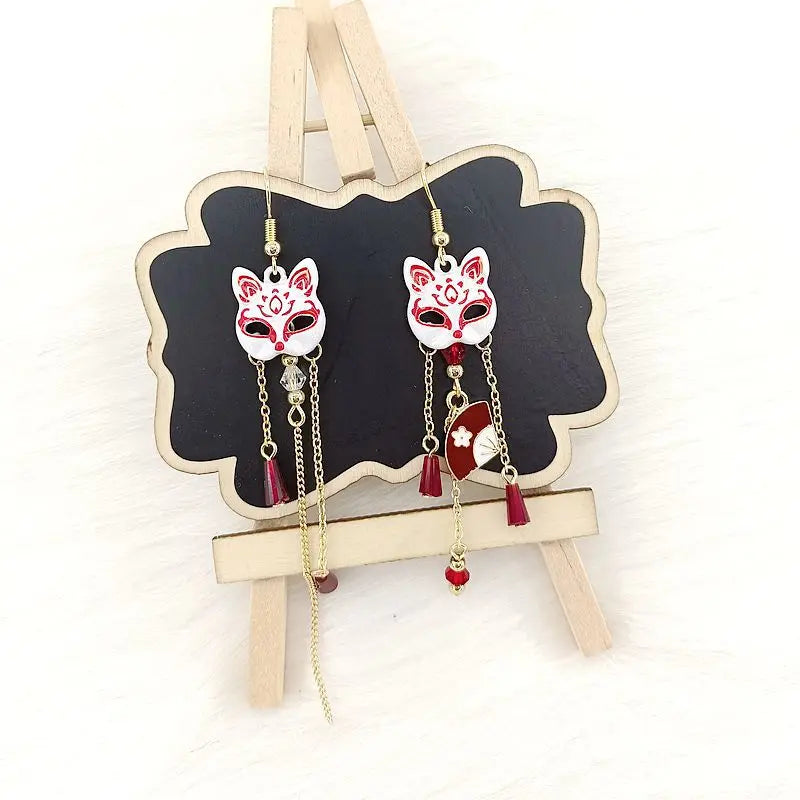 Boucles d'oreilles japonais Masque de Renard