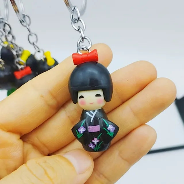 Porte-clef Japonais style KOKESHI noir