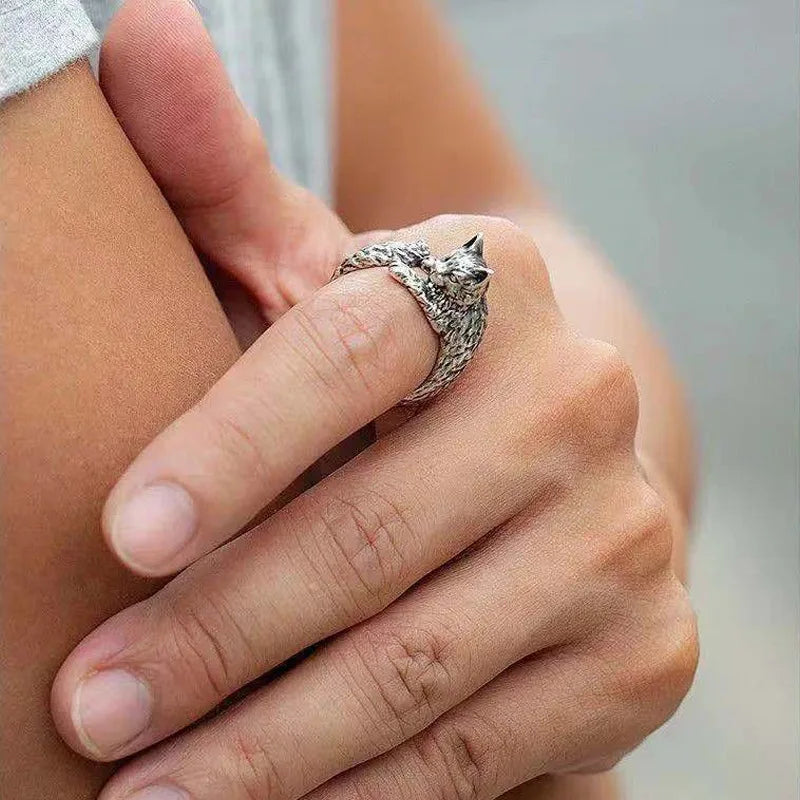 Bague Vintage Chat en Alliage Foncé