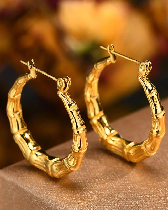 Boucles d'oreilles japonaise bambou Dorées