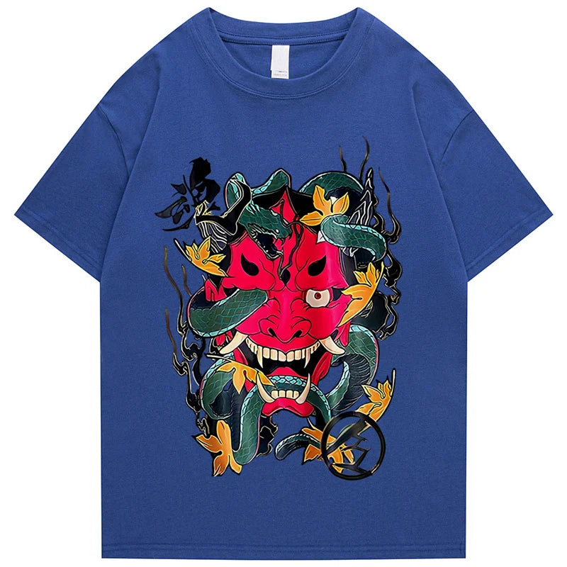 T-shirt Motif Japonais Bleu