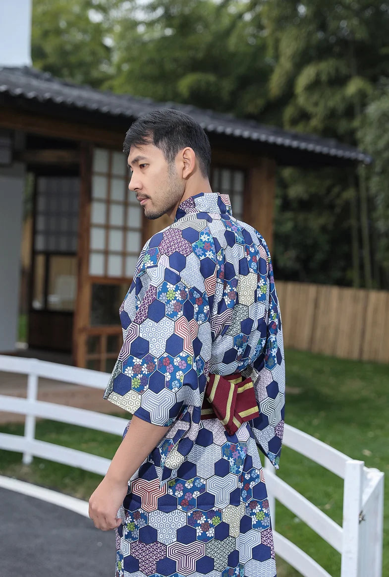 Kimono Homme à Motifs Géométriques 