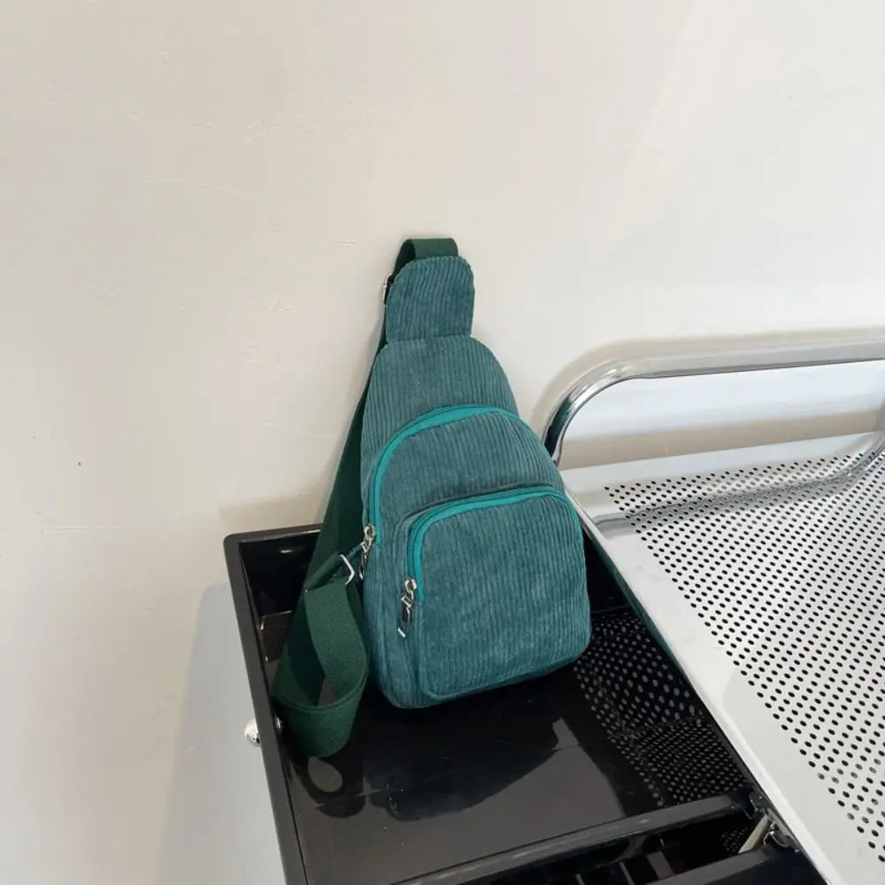 Petit Sac Japonais en Velours Côtelé Vert