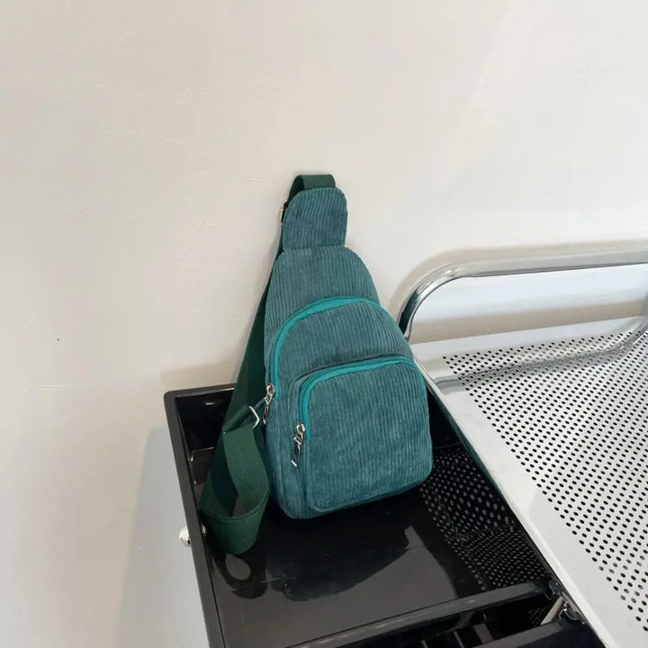 Petit Sac Japonais en Velours Côtelé Vert