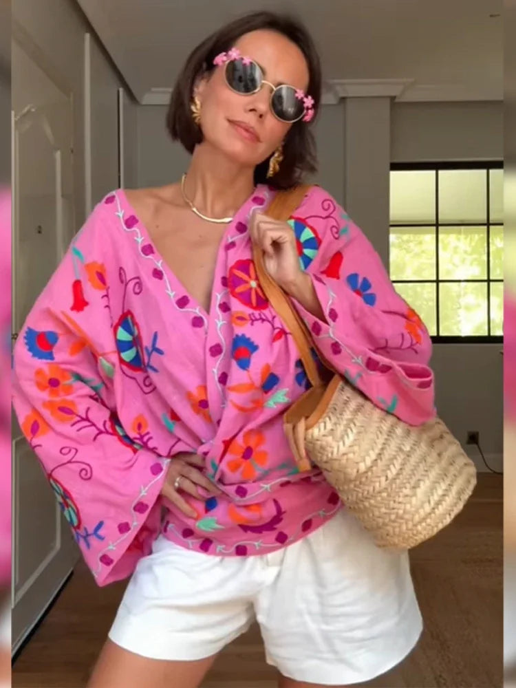 Veste Kimono Femme Rose Ample