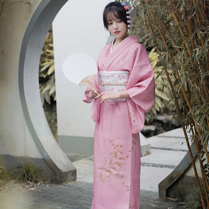 Kimono Japonais Fleuri Rose