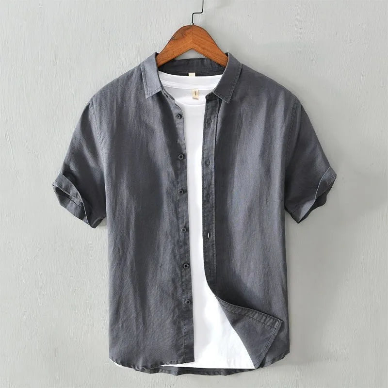 Chemise Japonaise À Manches Courtes Gris