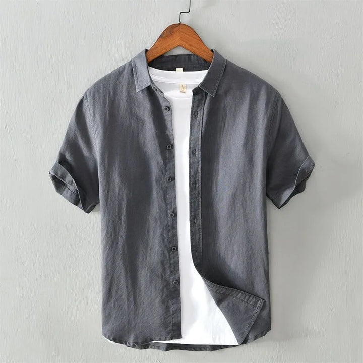 Chemise Japonaise À Manches Courtes Gris