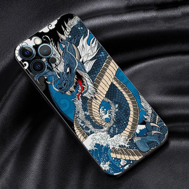 Coque Japonaise Souple Noire dragon