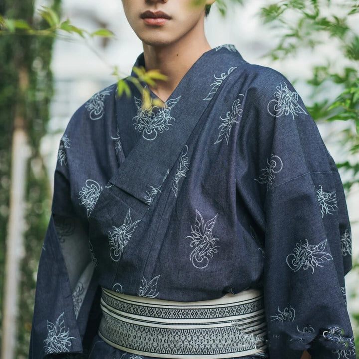Kimono Traditionnel Japonais Homme bleu