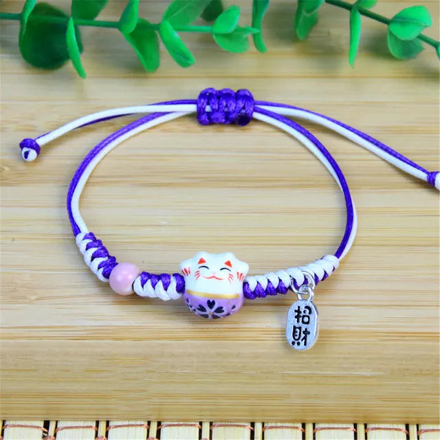 Bracelet Chat Japonais bleu blanc