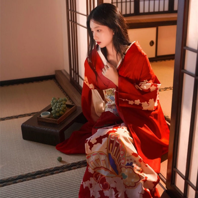 Kimono Traditionnel Japonais Femme Rouge