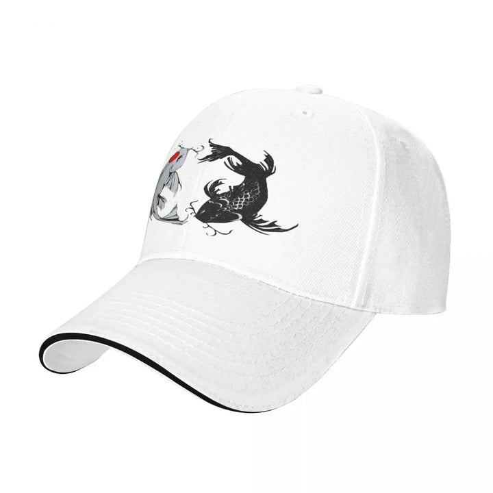 Casquette Japonaise Carpe Koi Blanche