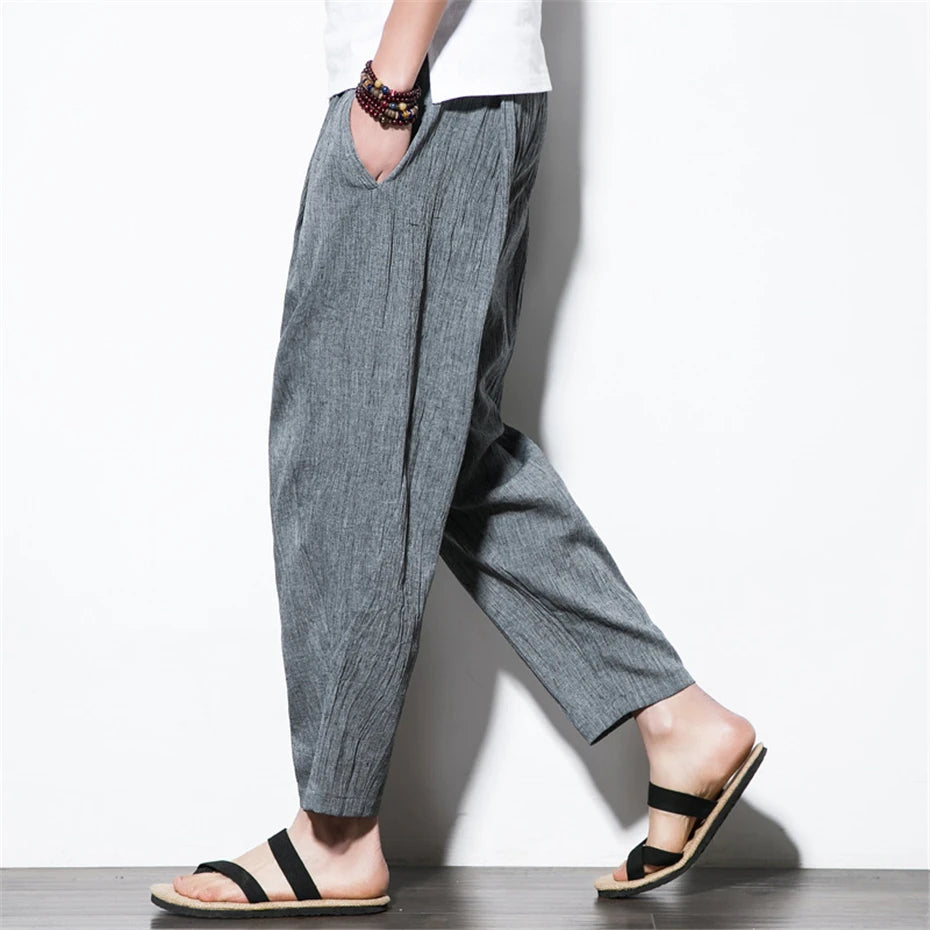 Pantalon Japonais Lin Respirant gris