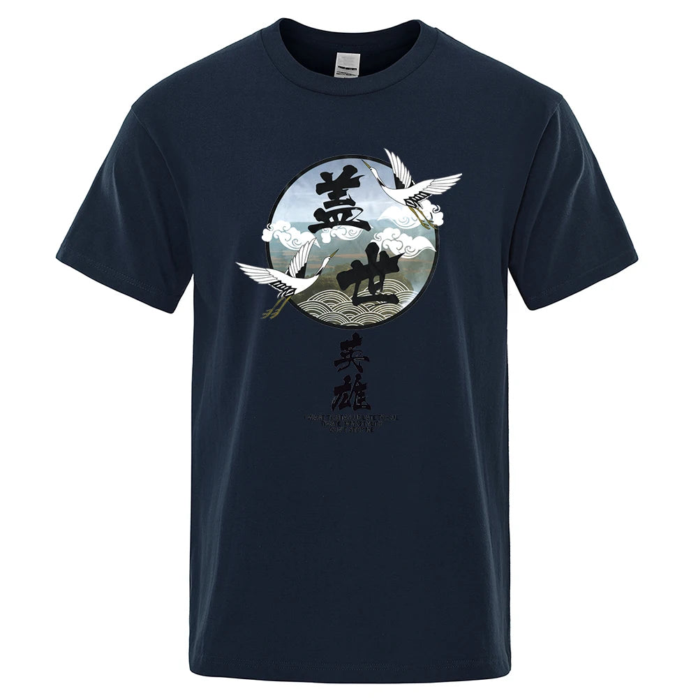 T-shirt Motif Japonais Homme bleu marine