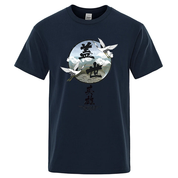 T-shirt Motif Japonais Homme bleu marine