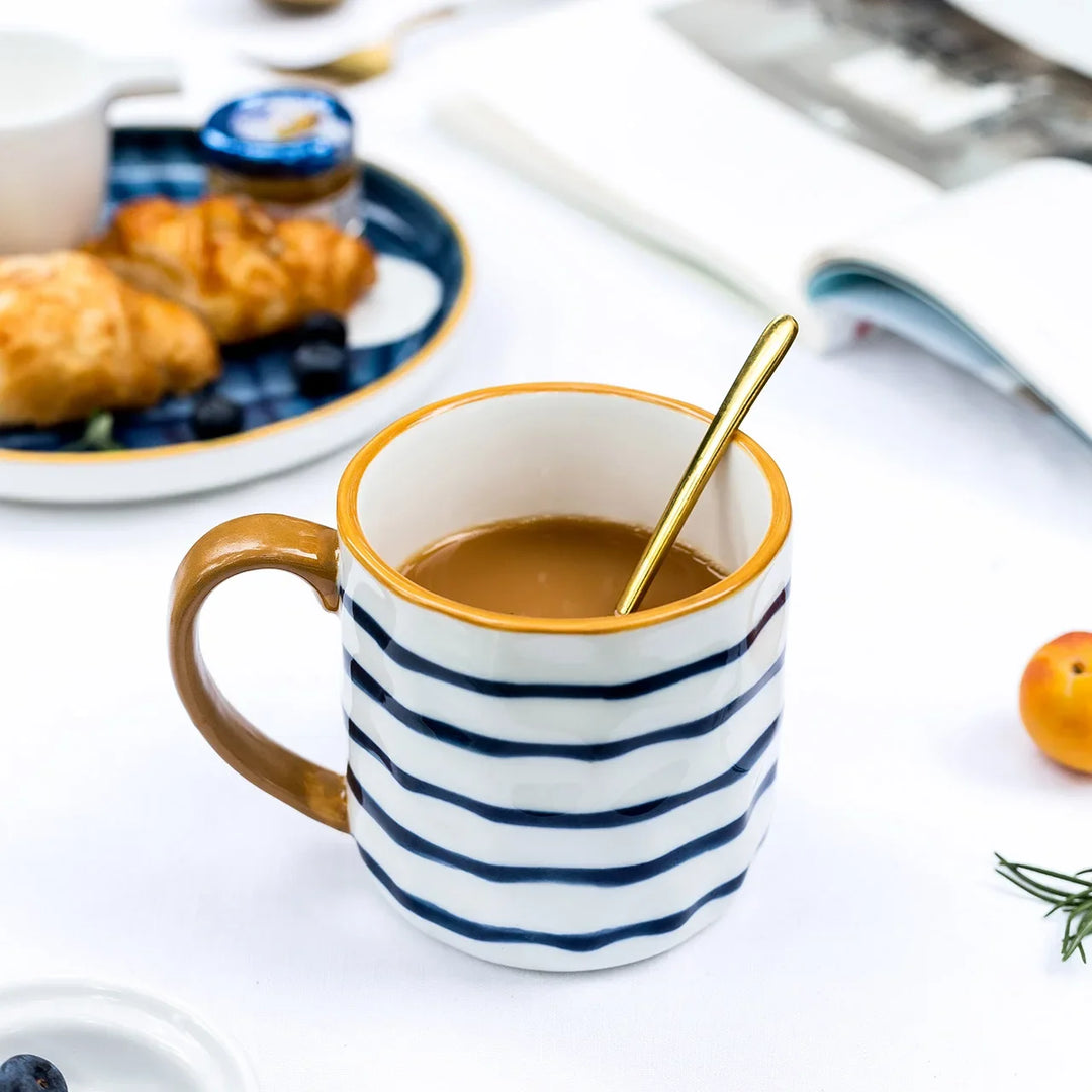 Japanese white blue mug