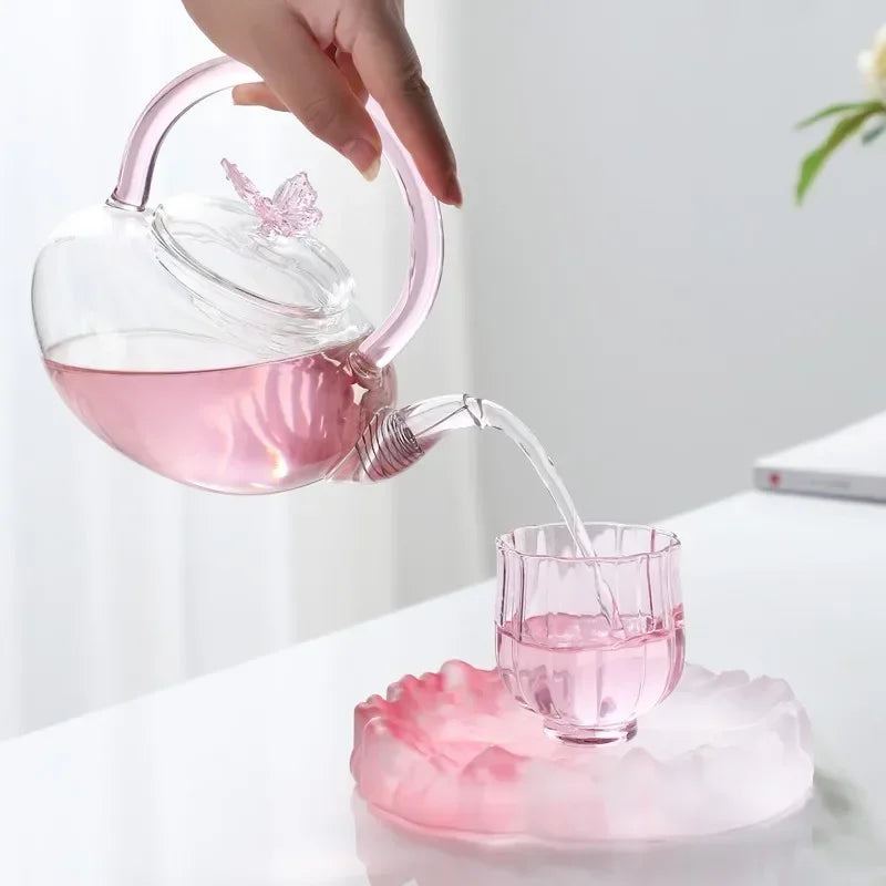 Théière Japonaise Rose Transparente Kawai