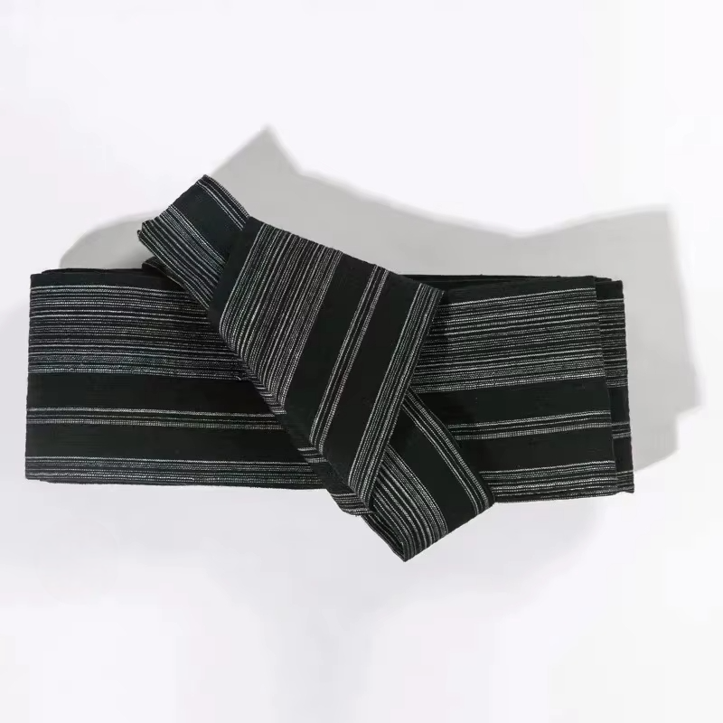 Ceinture Obi Noire à Rayures