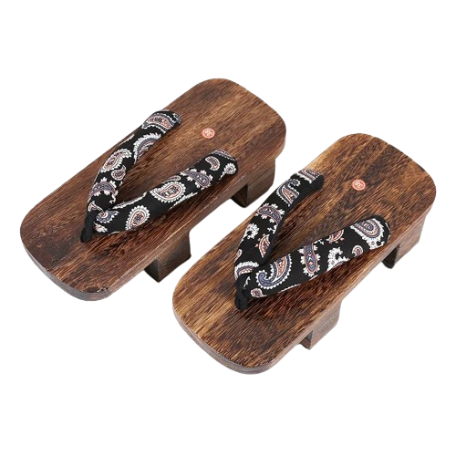 Geta Sandales Japonaises noire en bois