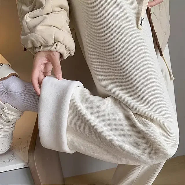 Pantalon Japonais Femme en Velours Côtelé Blanc