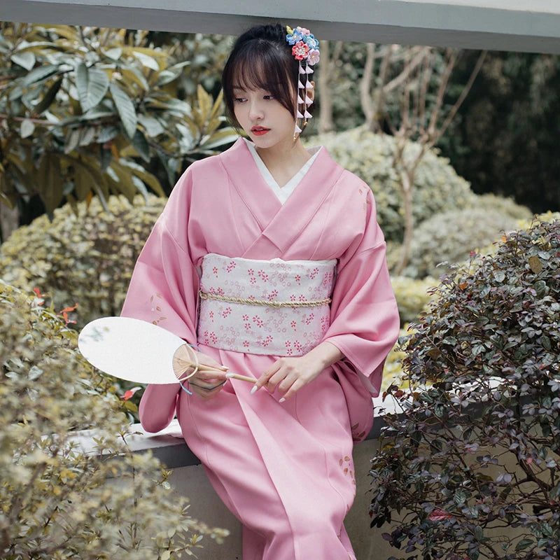 Kimono Japonais Fleuri Rose qualité