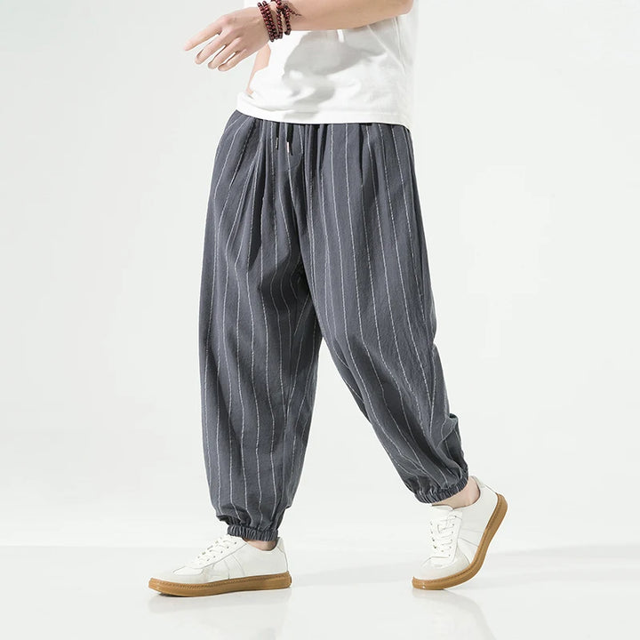 Pantalon Japonais Rayé Bouffant