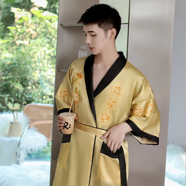 Kimono en Soie Homme Nuit