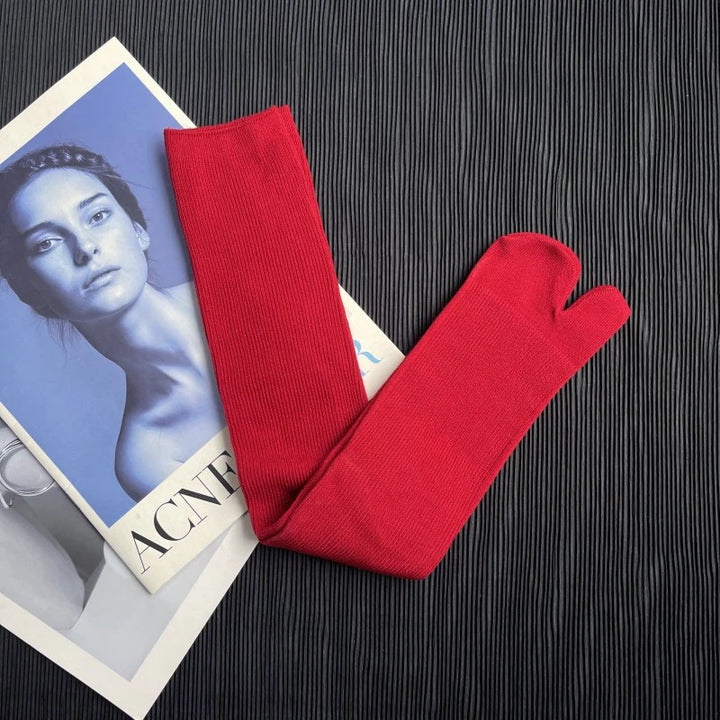 Chaussettes Japonaises Hautes Femme Rouge