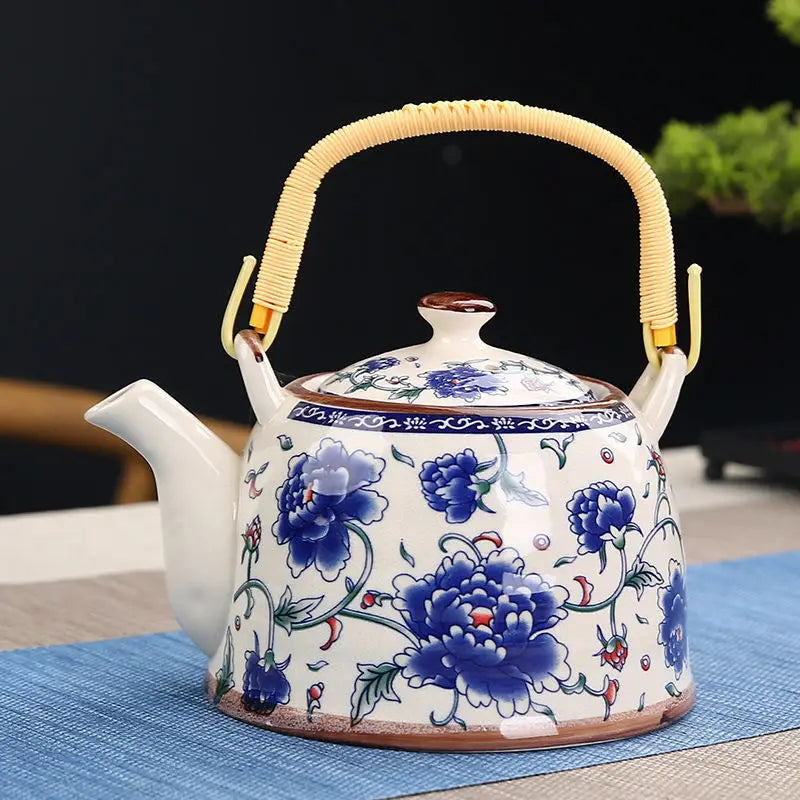 Théière japonaise porcelaine motif fleur 