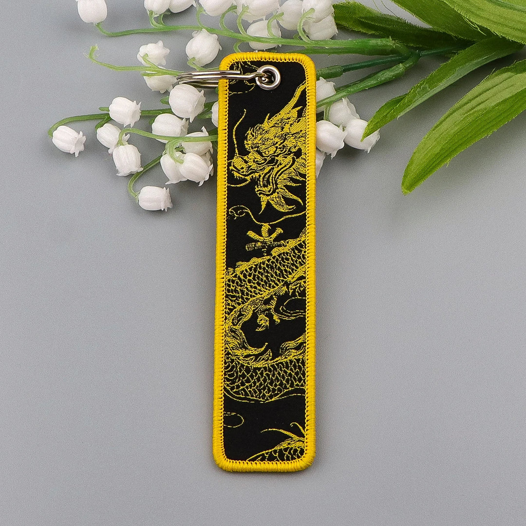 Porte-clés Japonais Brodé Dragon Jaune