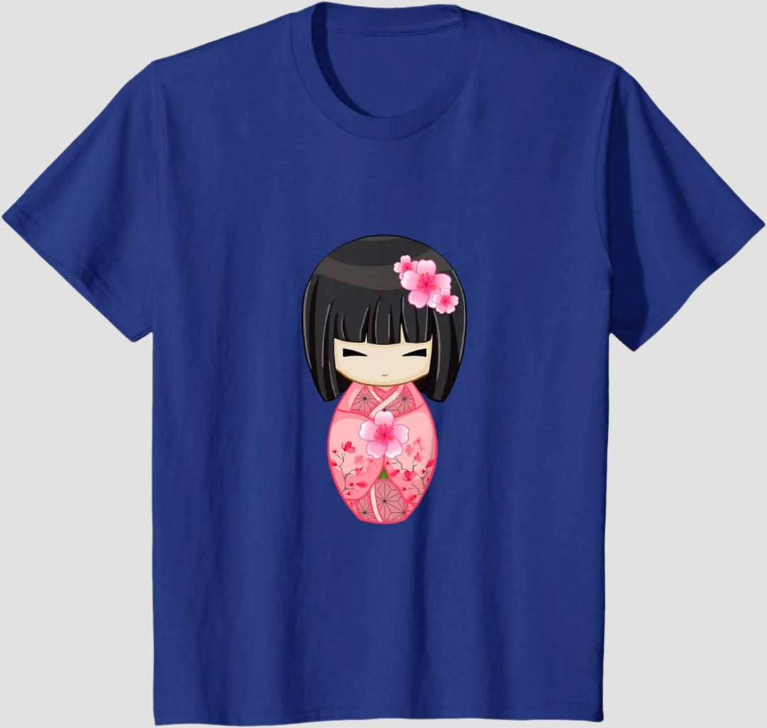 T-shirt Japonais Geisha Bleu