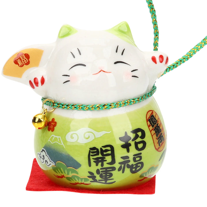 Porte bonheur japonais maneki neko vert 