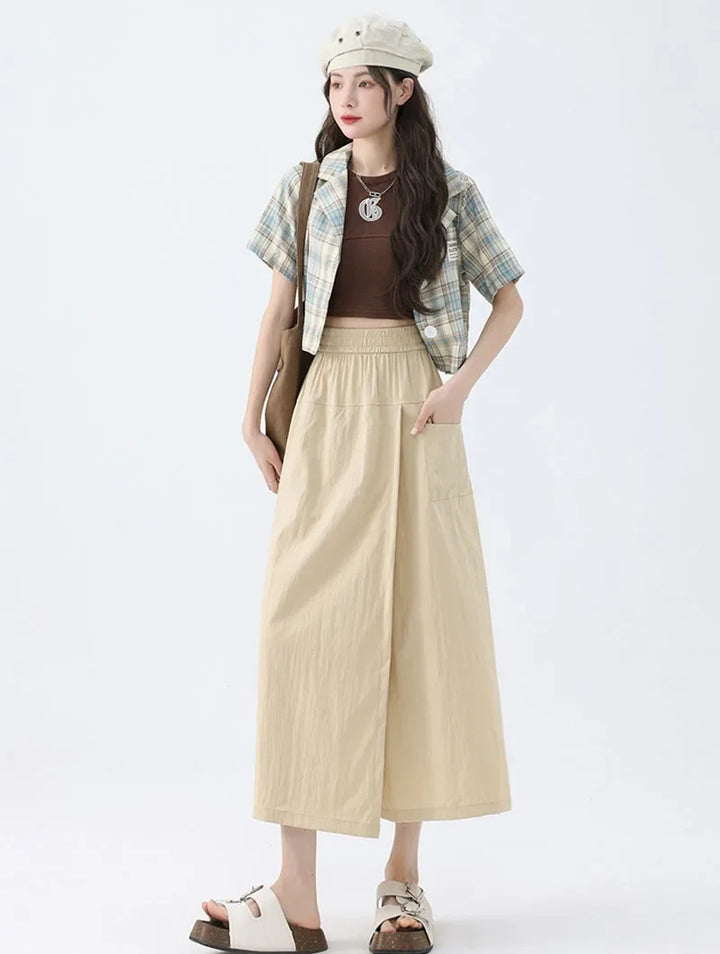 Pantalon Jupe Japonais Femme Beige