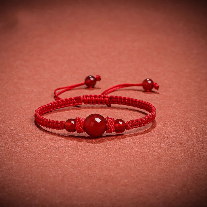 Bracelet Japonais tressé perles d'agate rouge