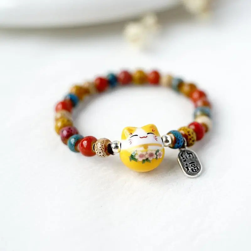 Bracelet Chat Japonais jaune