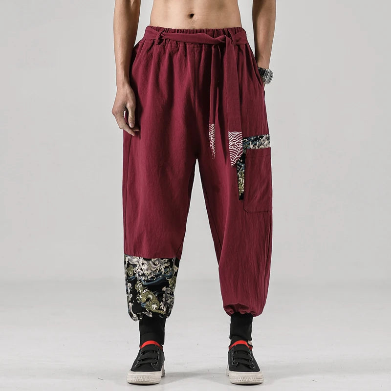 Pantalon Japonais Motifs Traditionnels Kanagawa