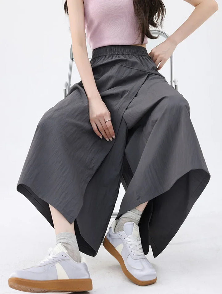 Pantalon Jupe Japonais Femme Gris Foncé