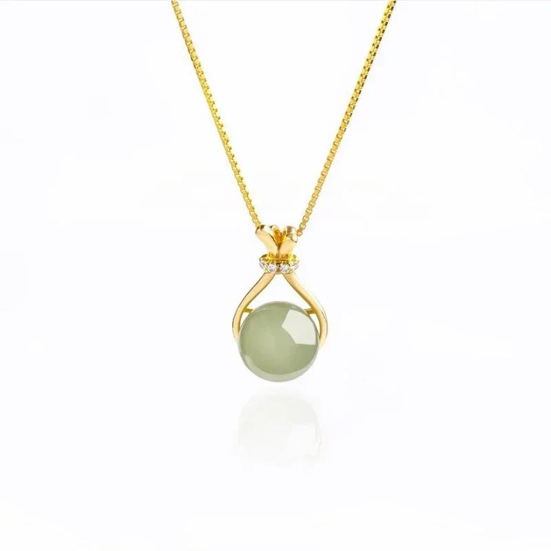 Collier Japonais Jade en Acier doré