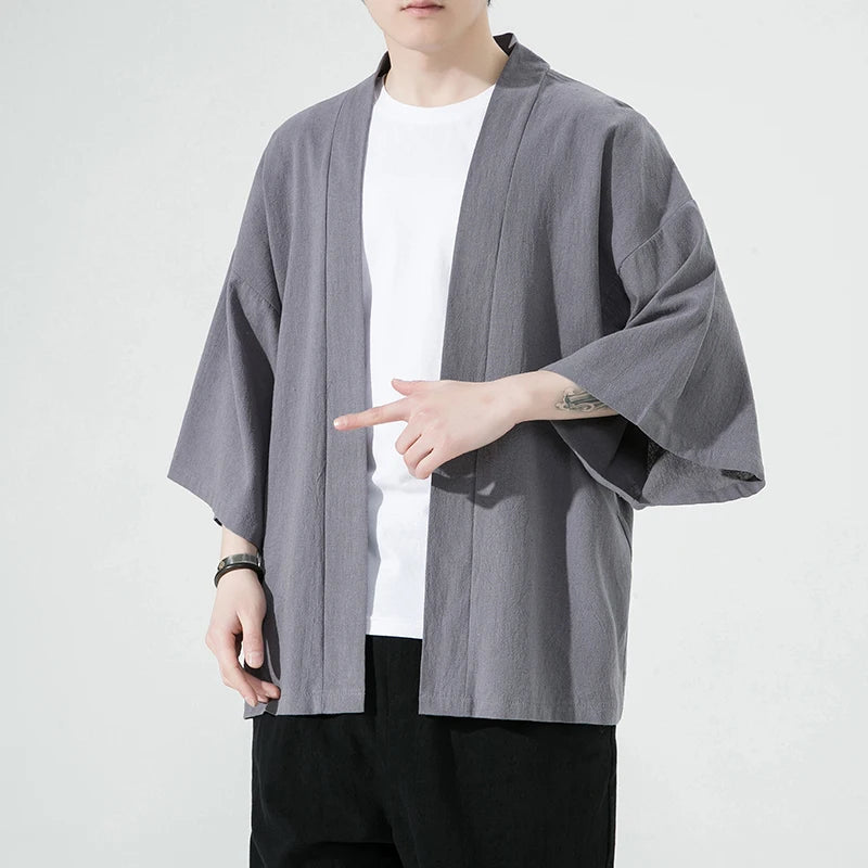 Veste Kimono Noir Légère