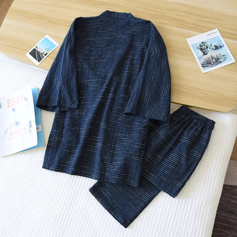 Jinbei Homme Confortable Bleu