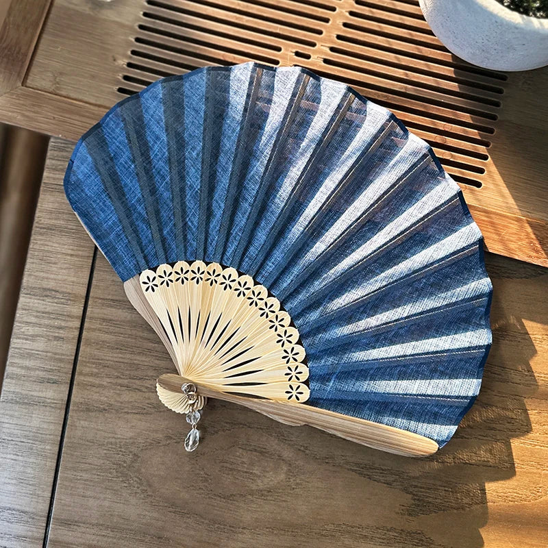 Éventail japonais diy bleu foncé 