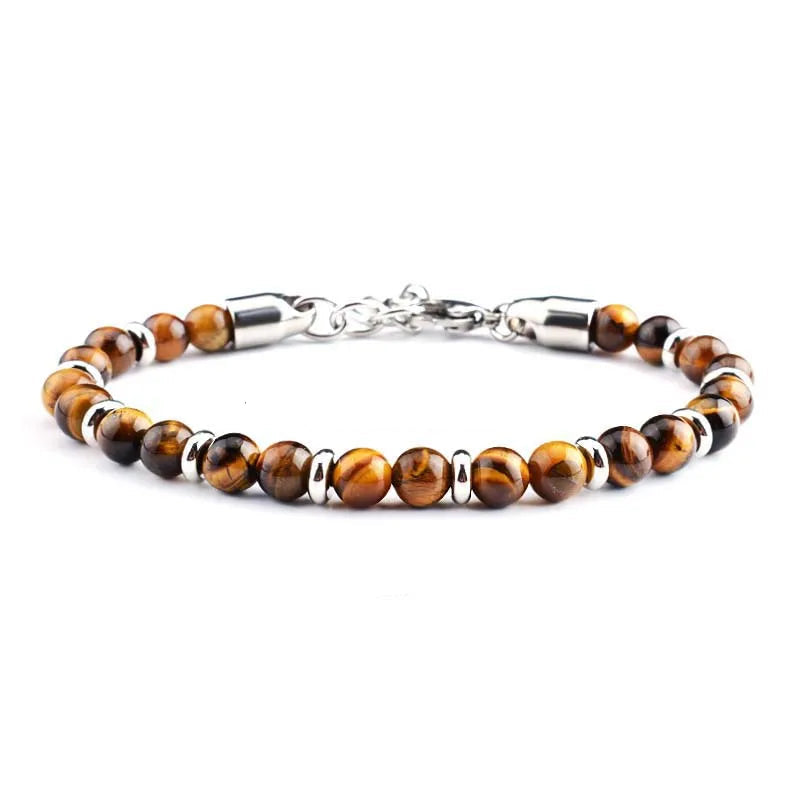 Bracelet japonais perle d'agate et oeil de tigre