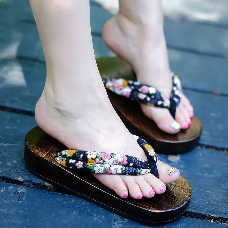 Geta Japonaise Plate en Bois Noir