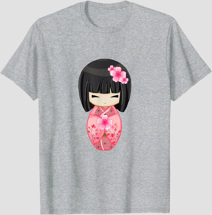 T-shirt Japonais Geisha Gris