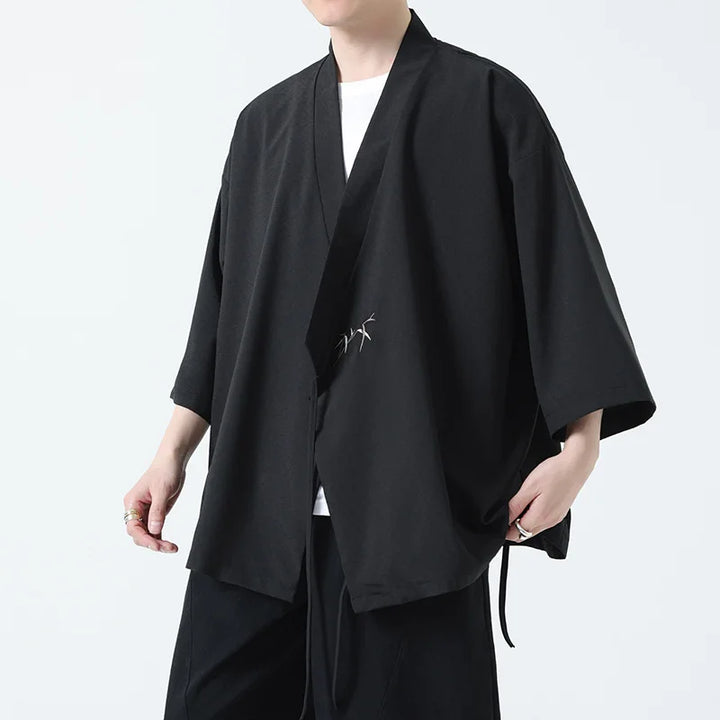 Veste Kimono Homme Traditionnelle Brodée noir