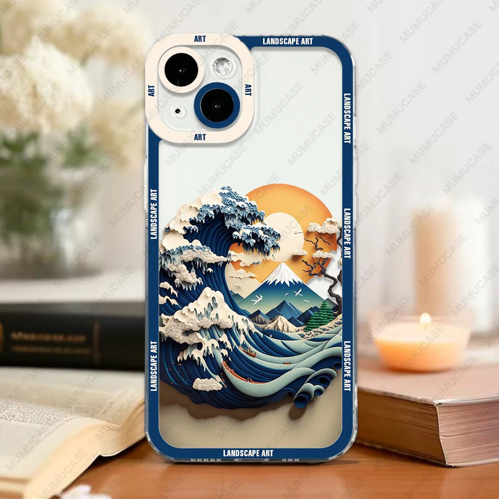 Coque de Téléphone Japonaise Souple vague